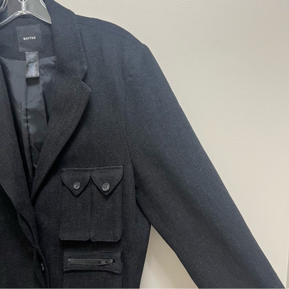 SMYTHE Surplus Cargo Blazer Jacket Wool Blend Black Size M - Picture 8 of 12